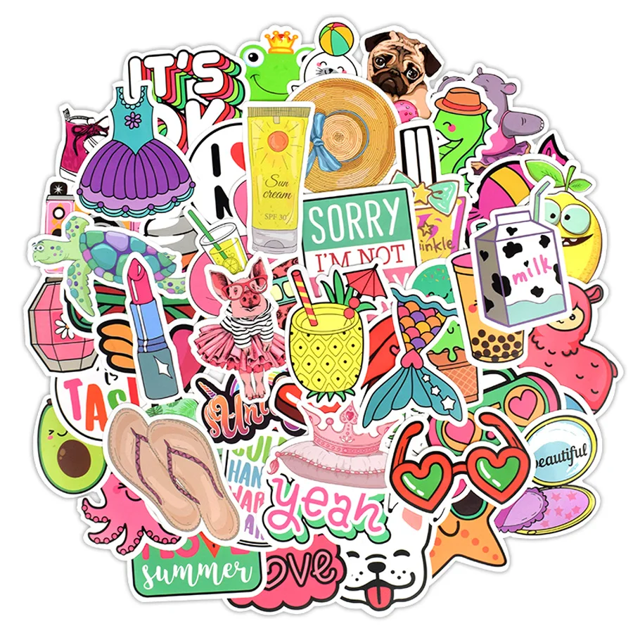 50 шт. наклейки на стену в стиле аниме девочка|Наклейки стену| |