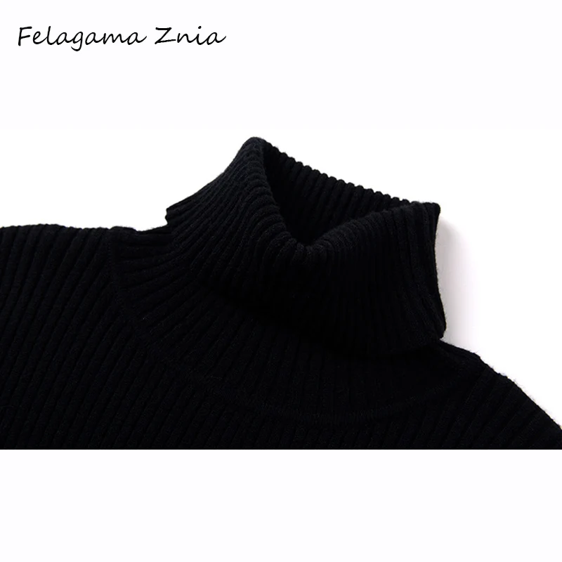 Felagama Znia elegant flare sleeve sweater dress pullover women turtleneck solid female 2018 autumn winter party | Женская одежда
