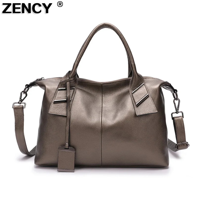 ZENCY 100% роскошные женские сумки из мягкой натуральной кожи с ручками большие