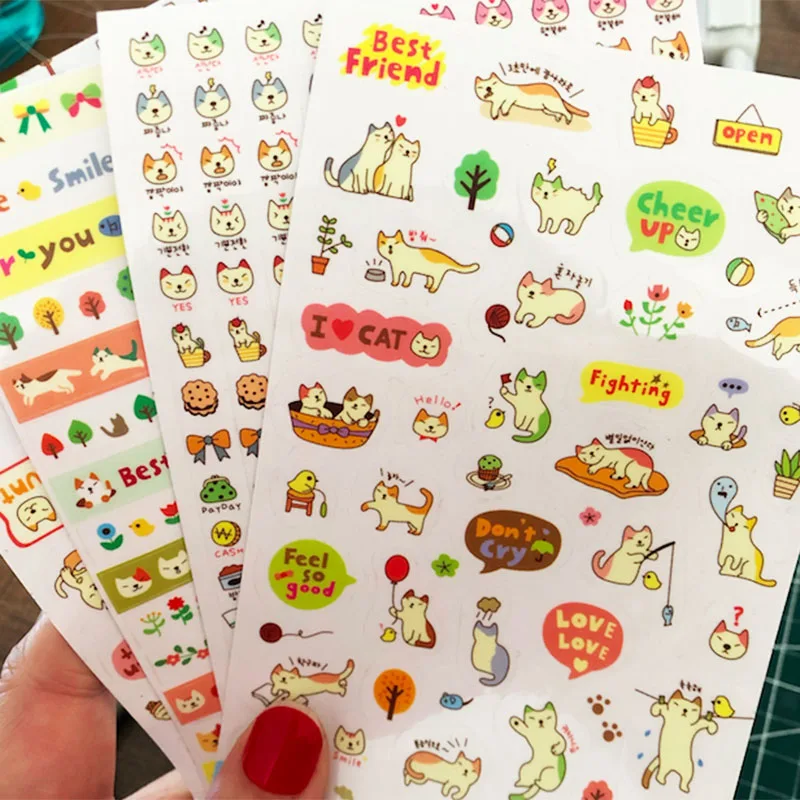 6Sheets/lot Cute transparent cat pig sticker for Decorating the album card making DIY scrapbooking stationery | Дом и сад
