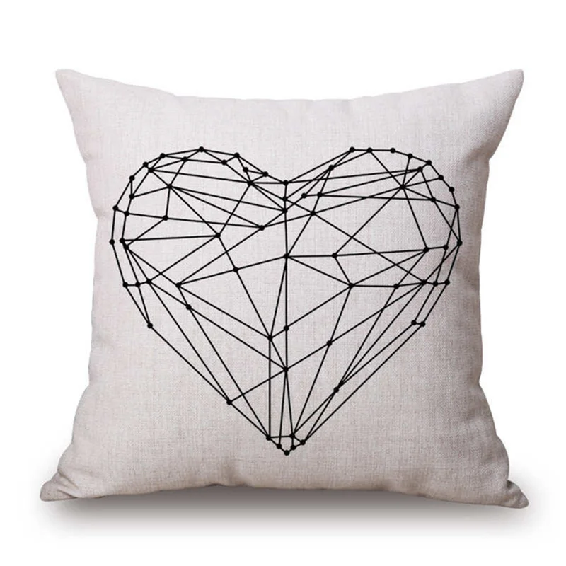 CUSCOV 2018 Cushion cover Black and White Pattern Pillowcase Cotton Linen Printed 18x18 Inches Geometry Euro Pillow Covers | Дом и сад