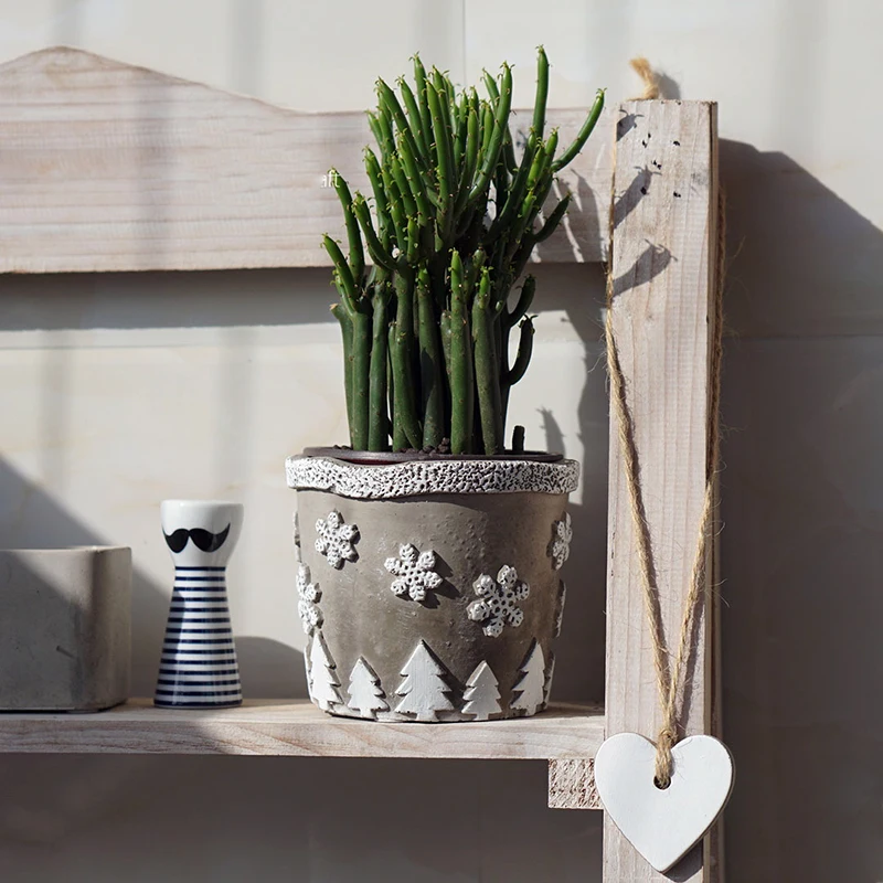 Christmas creative embossed concrete flower pot silicone mold cement green succulent plant | Дом и сад