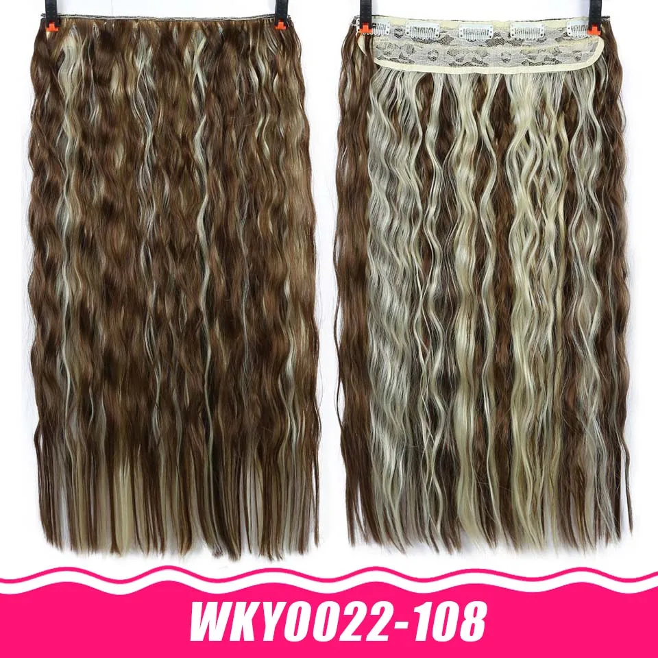 

AOSIWIG 5-Clip Clip in One Piece Synthetic Hair Extension Synthetic Long Curly Water Wave Heat Resistant Hair Extension for Wome