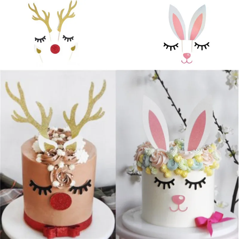 Cute Rabbit Easter Cake Topper Baby Shower Birthday Party Decorations Kids Decoration Wedding Boda Garland. Q | Дом и сад