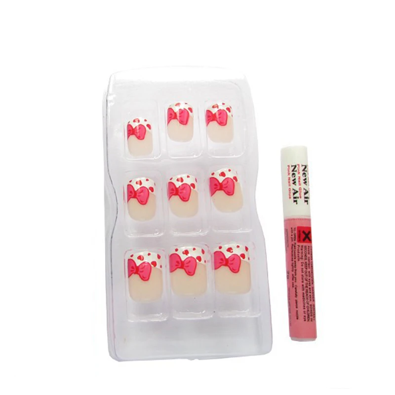 Новые Накладные ногти с розовой бабочкой милые французские акриловые