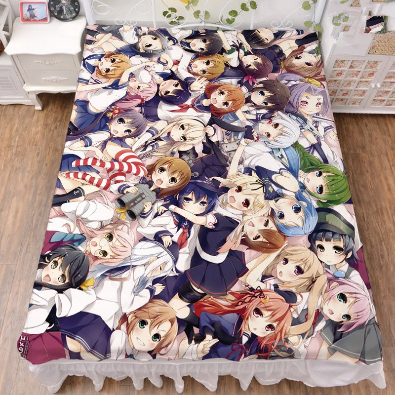 

Japanese Anime Kantai Collection KanColle Kongo Nagato Shoukaku Milk Fiber Bed Sheet & Flannel Blanket Summer Quilt 150x200cm