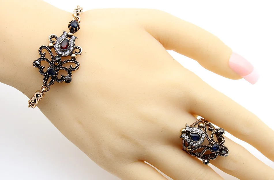 Комплект из колье серёг браслета и кольца с кристаллами | Украшения аксессуары