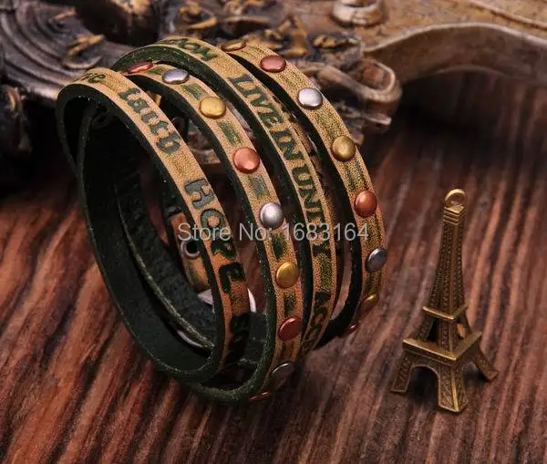 Винтажные кожаные мужские шарфы 5 шт. зеленого цвета наручный браслет