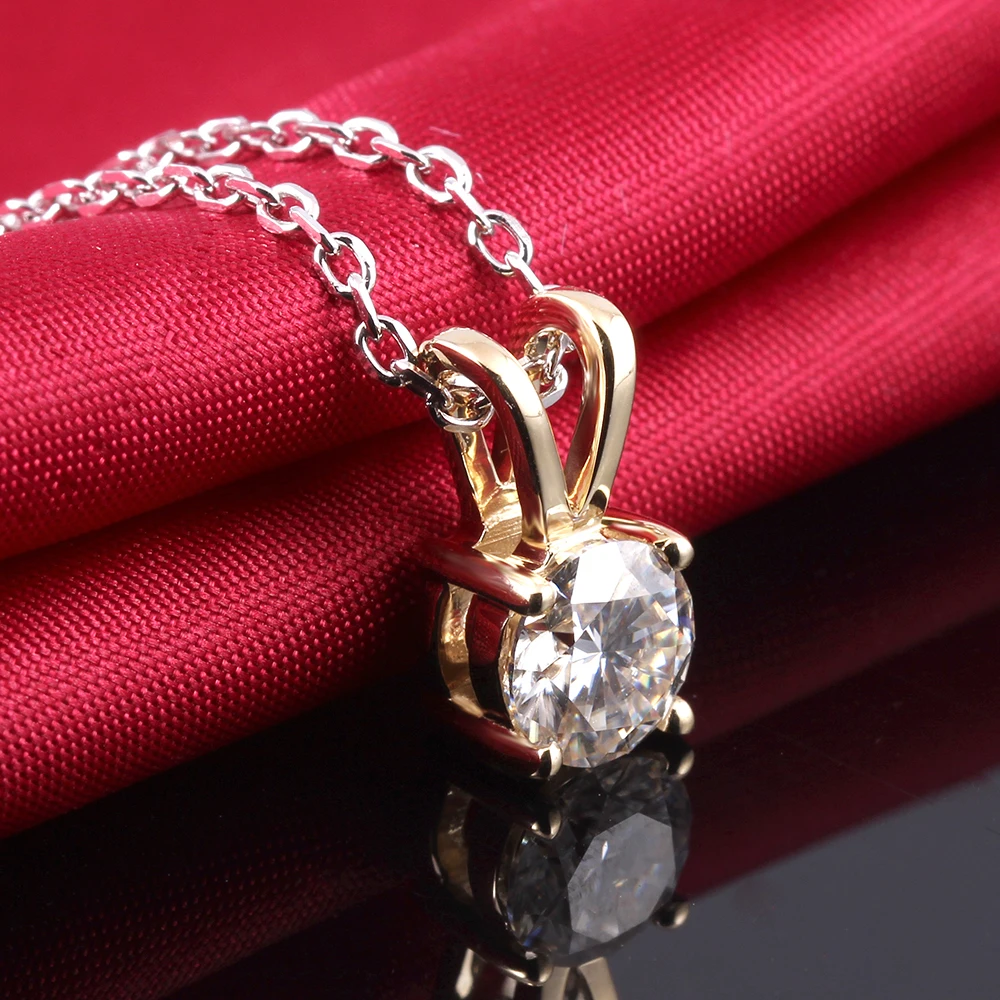 Кулон с муассанитом 10 к желтое золото диаметр 6 5 мм|gold diamond pendant|necklace pendant womennecklace