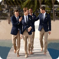 summer navy blue men suits beach wedding slim fit groom tuxedo groomsmen suits custom made male blazer terno masculino costume