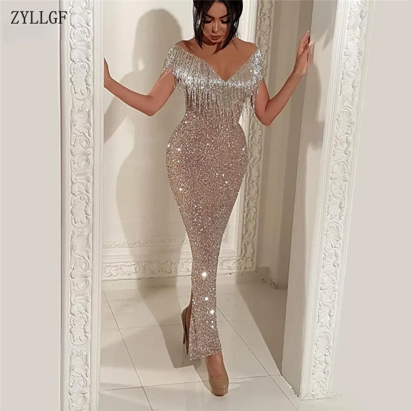 ZYLLGF блестящие вечерние платья Русалочки с кисточками Robe De Soiree Aibye турецкое платье