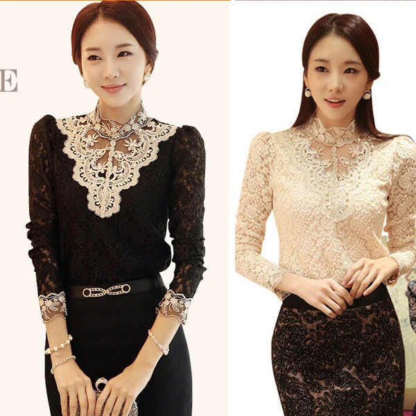 Блузка женская кружевная с вышивкой модный винтажный топ крючком белый и черный
