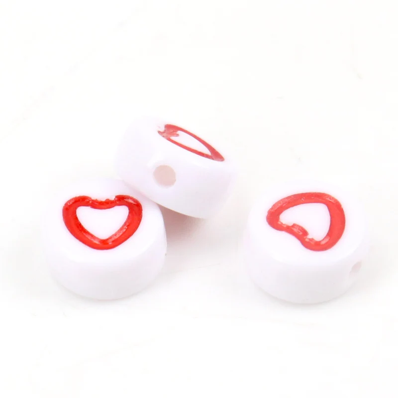 Модные Акриловые круглые шарики в форме сердца для рукоделия 100 шт. 7x4 мм - купить