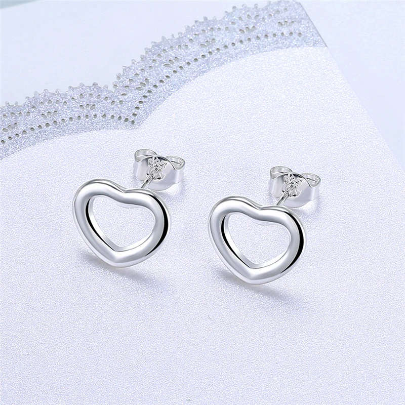 

DOTEFFIL 925 Sterling Silver Heart Band Stud Earrings For Woman Wedding Engagement Fashion Party Charm Jewelry