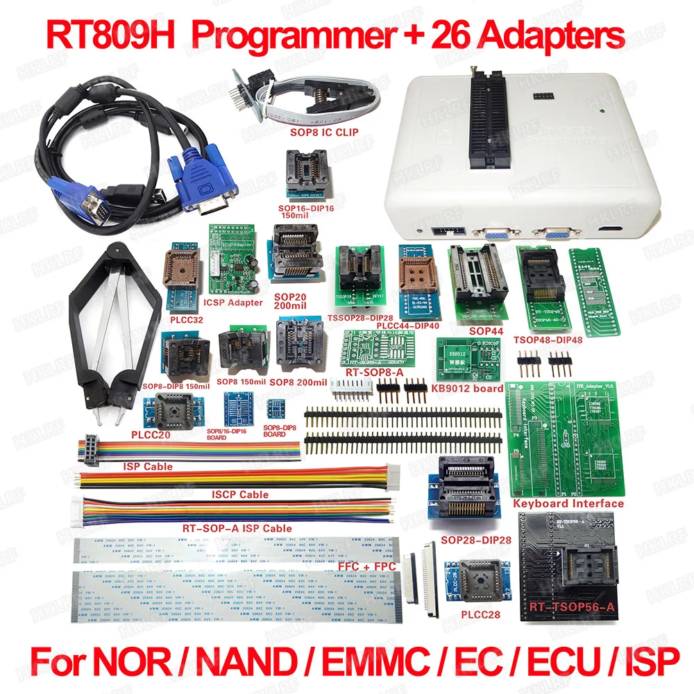 RT809H программист+ 30 предметов Tsop48 tsop56 адаптер EMMC-программирование NAND Flash тестовый зажим для интегральной схемы лучше, чем RT809F