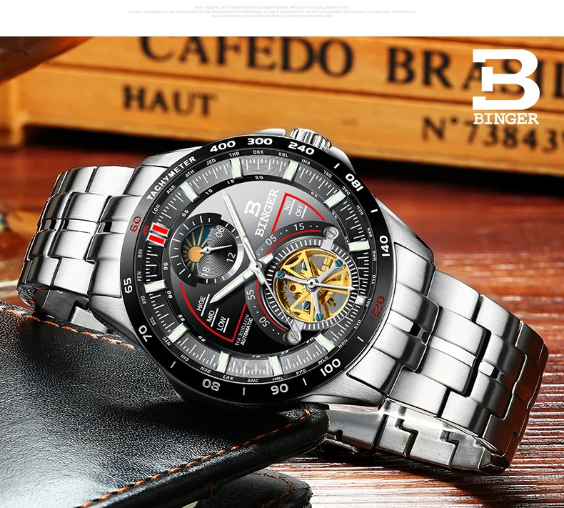 Швейцарские BINGER часы мужские люксовый бренд мужские s часы Tourbillon автоматические механические часы сапфир reloj hombre B-MS10001G-2