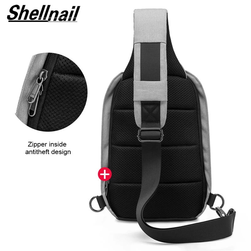 Shellnail USB Противоугонная сумка на плечо для мужчин нагрудная вместительная