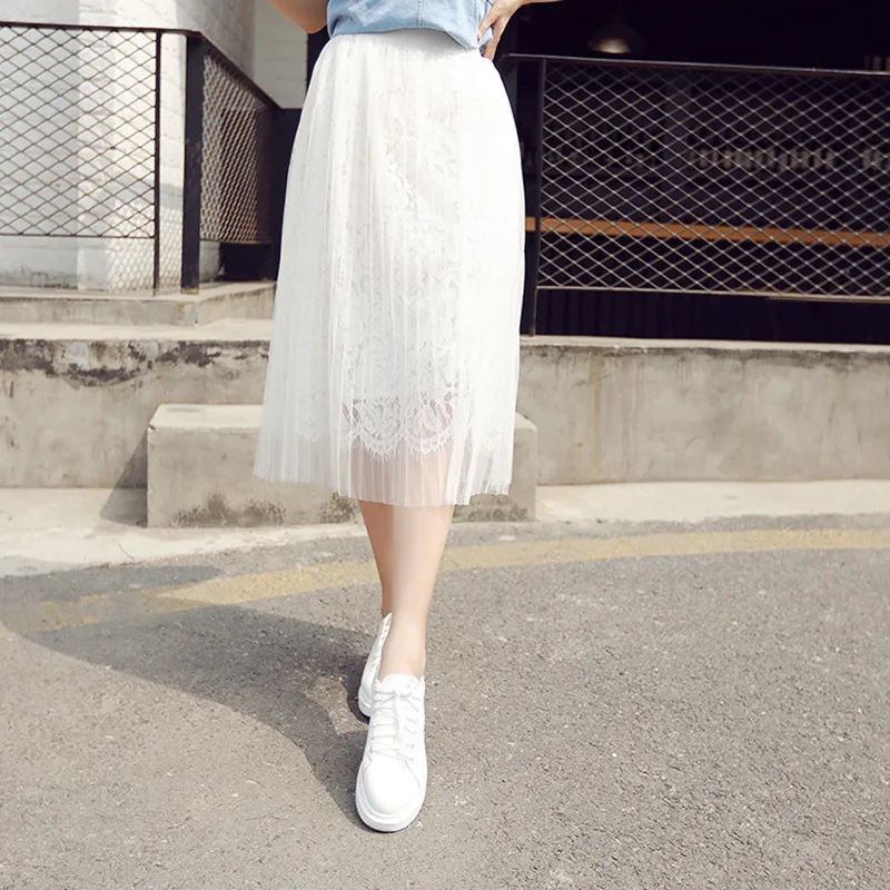 Женская юбка весна лето 2017 осень Европейская и американская кружевная длинная