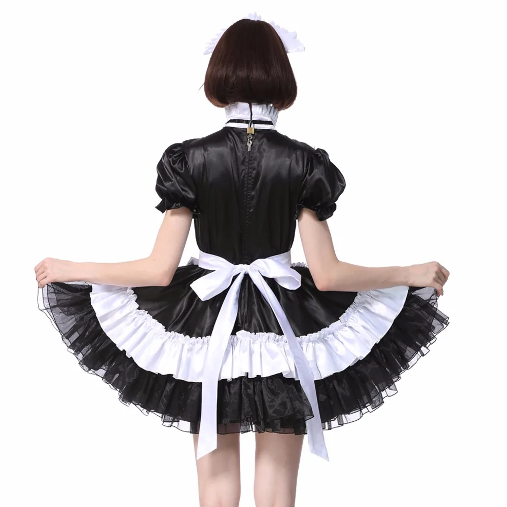 Женское атласное платье с замком Sissy черное плиссированное для девочек костюм