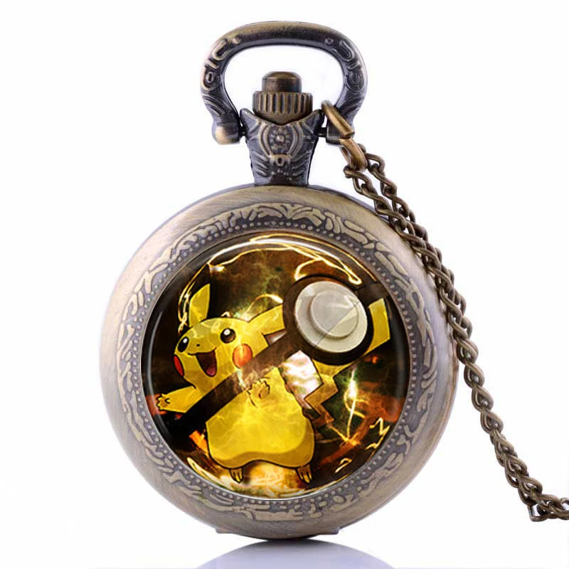 2016 новинка DIY аниме ювелирные изделия Пикачу Покемон Pokeball карманные часы
