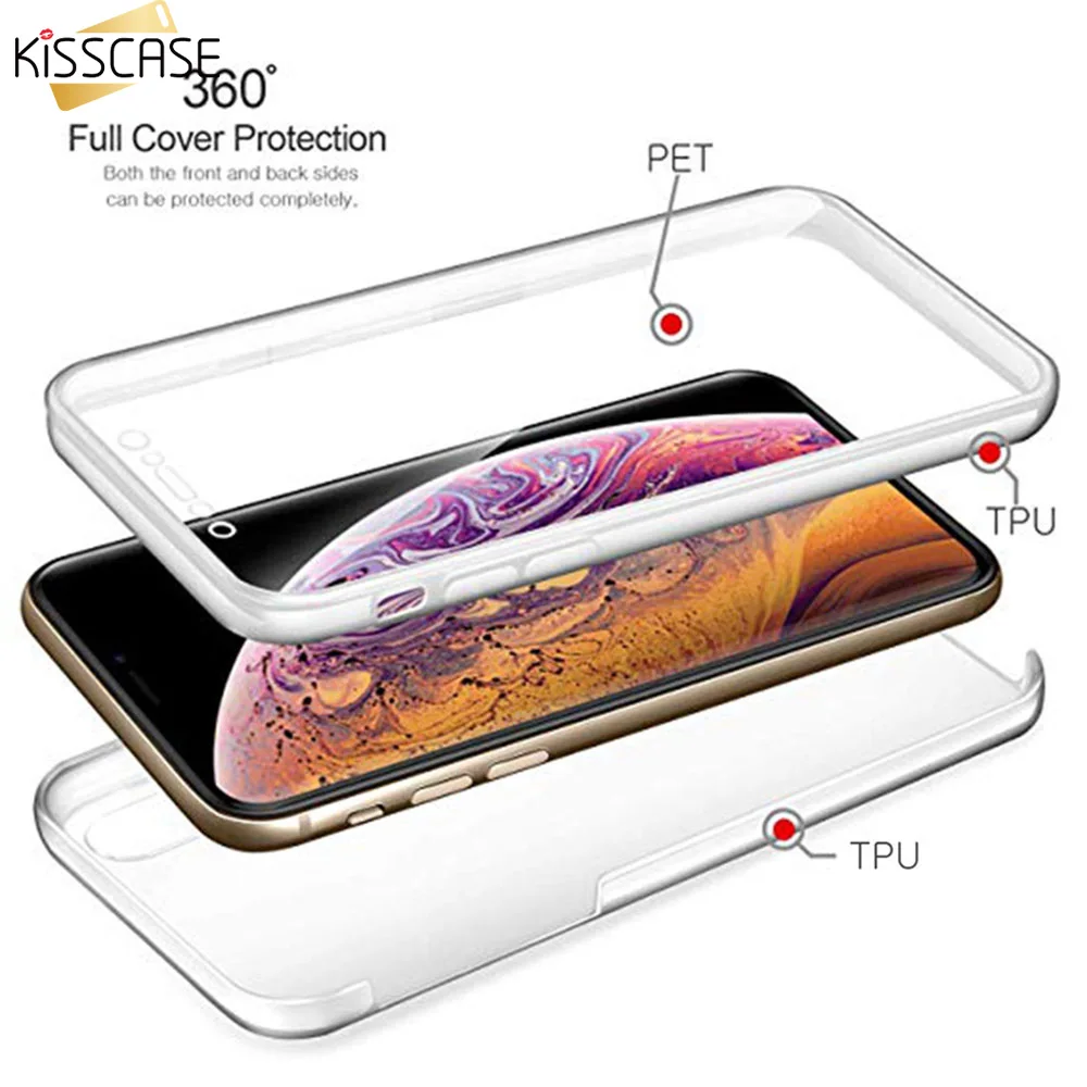 KISSACSE Full Cover Protective Case For iPhone X 7 8 6 6s PLus Soft TPU 5 5s SE XS SR Plus Fundas Capa |