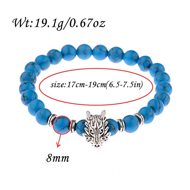 Новая Винтажная форма Совы животные браслет из синих бусин мужской серебристый с