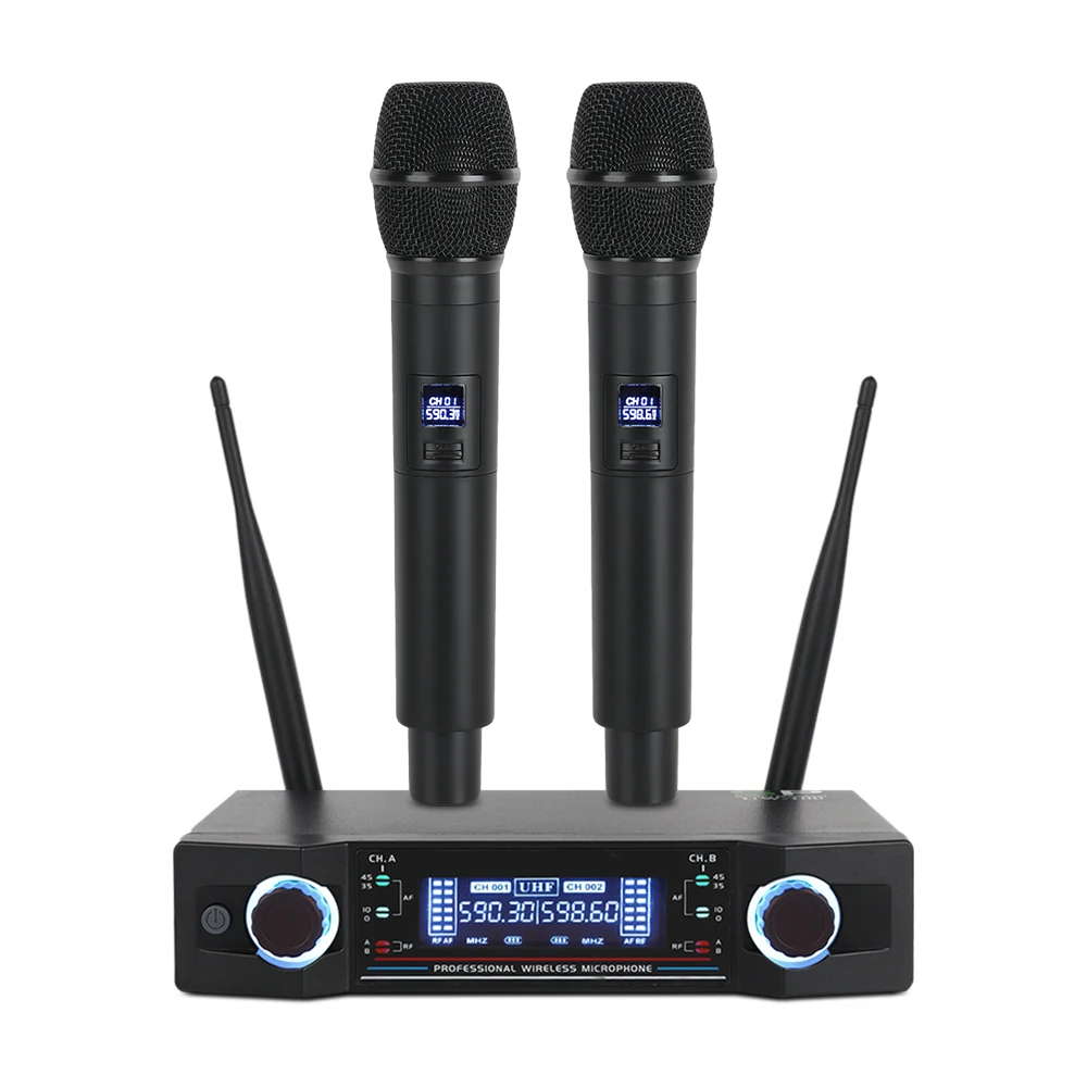 SP UW-100 UHF профессиональный двойной беспроводной микрофон Система 2 канала 2 ручной кардиоидный микрофон комплект для караоке/вечерние/встречи/сцены