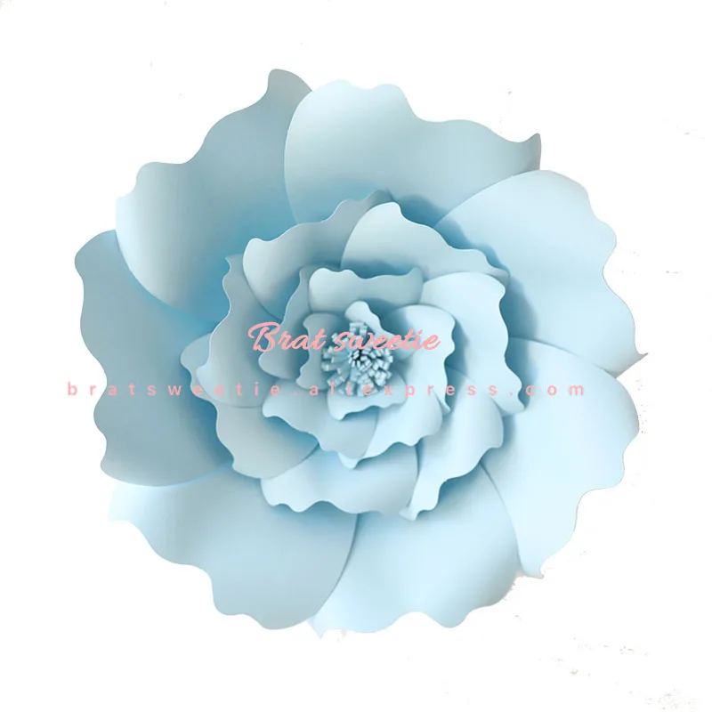 s1 light blue DIY большая Роза гигантские Бумажные цветы для свадебных фонов украшения бумажные поделки для детской комнаты день рождения видео-обучающие материалы - Цвет: s1 light blue