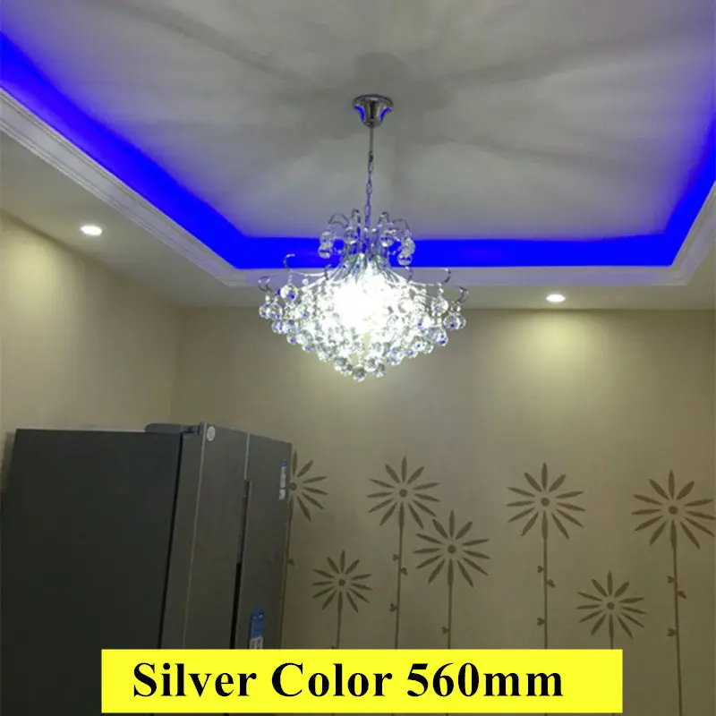 Silver Dia560mm Потолочная подвеска, Современная хрустальная люстра K9 led avize lustre модно, золотая, Серебряная Люстра, освещение, Прямая поставка - Цвет абажура: Silver Dia560mm