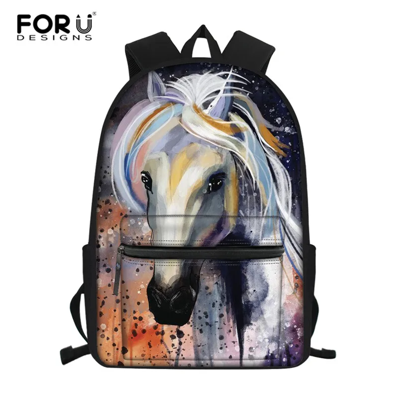 Z3817Z58 FORUDESIGNS/комплект школьных сумок с черной лошадью для мальчиков и девочек-подростков, милый школьный рюкзак для детей, школьный рюкзак для детей, подарок Mochila - Цвет: Z3817Z58