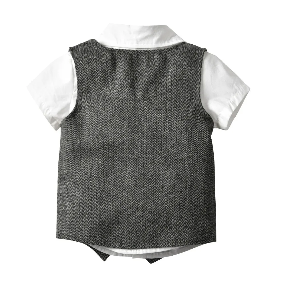 Boys Clothes Wedding party costume Fashion Baby Suit British Wind Children's Gentle man Long Sleeve Shirt Plaid Trousers Suit