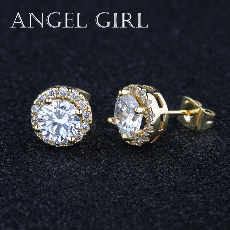 Gold colour Angel Girl модные популярные круглые 6 мм австрийские серьги-гвоздики с кубическим цирконием с серебром/розовым/золотым цветом для женщин ювелирные изделия подарок - Окраска металла: Gold colour