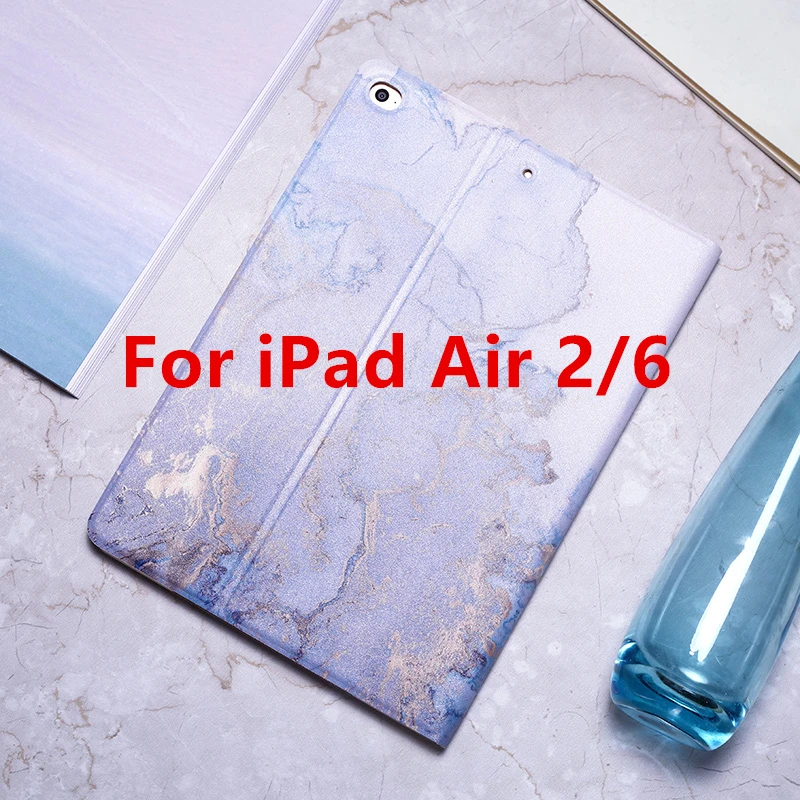 Blue Air 2 Для iPad 9,7 чехол A1893 из искусственной кожи с мрамором, умный чехол с функцией автоматического сна/пробуждения для iPad 2/3/4 Air 1 2 Mini 1 2 3 4 Funda - Цвет: Blue Air 2
