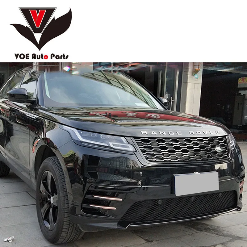 Глянцевая черная передняя решетка гриль Velar из АБС пластика для Land Rover Range 2017 2018