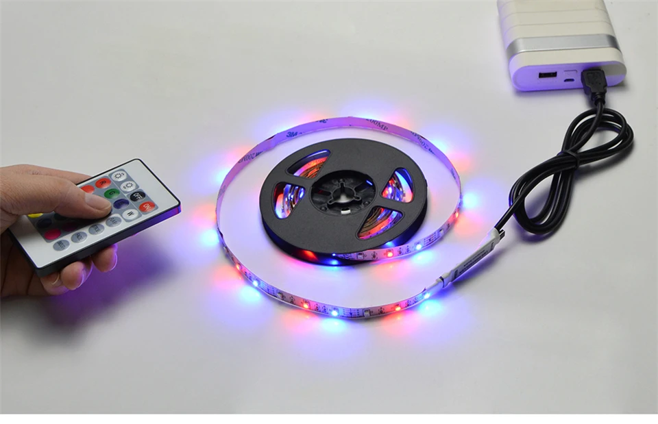 3528 RGB 5v usb меняющая цвет полоса 50 см 1 м 2 м 3 м 4 м 5 м Рождественское украшение для ТВ ПК фоновое освещение с пультом дистанционного управления