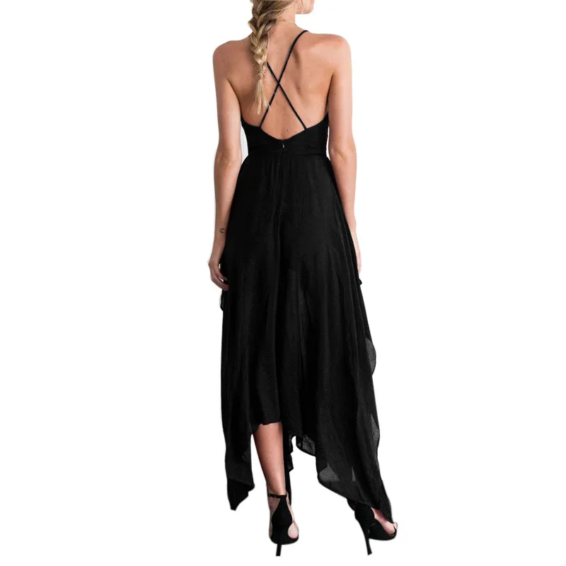 Женское винтажное платье длинное из шифона с глубоким вырезом и открытой спиной