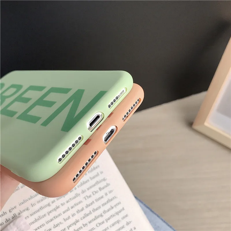 Простой Оранжевый Зеленый чехол для iPhone 7 XS MAX X 8 6 6s Plus мягкий силиконовый простой