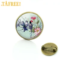 tafree christmas brooches for men and women blue birds branch pins jewelry new year gift vintage handmade dress accessories c262
