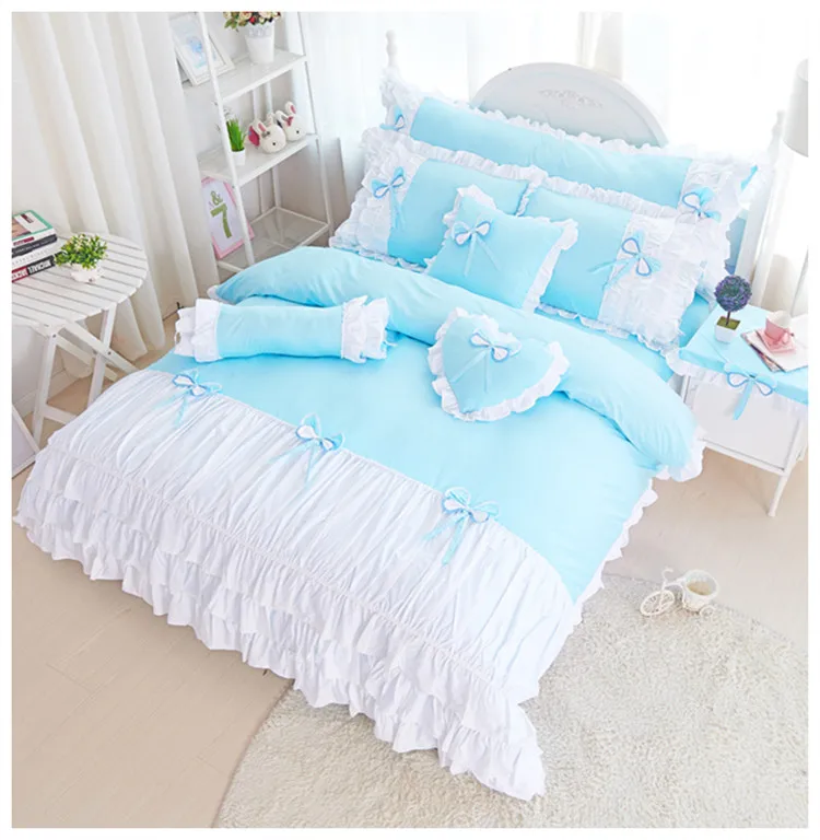 Комплект постельного белья принцессы однотонное одеяло/пододеяльник/юбка