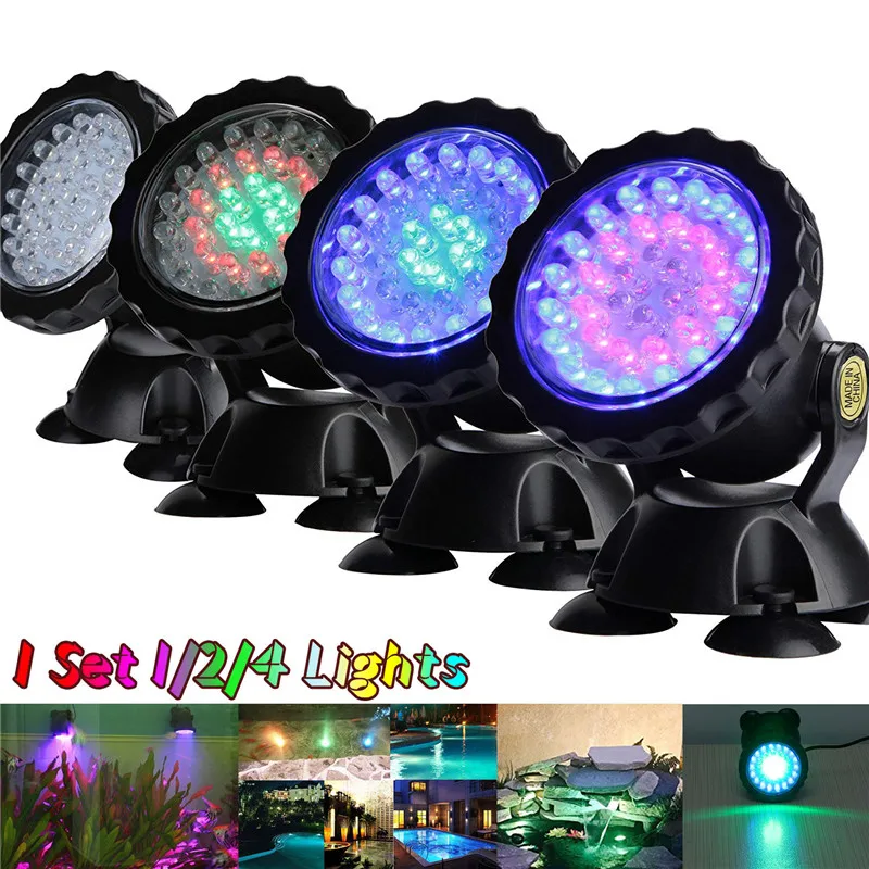 RGB 36 светодиодный 1 комплект 1/2/4 светильник Водонепроницаемый IP68 подводный светодиодный прожектор светильник для бассейны фонтаны пруда водяного сад аквариума