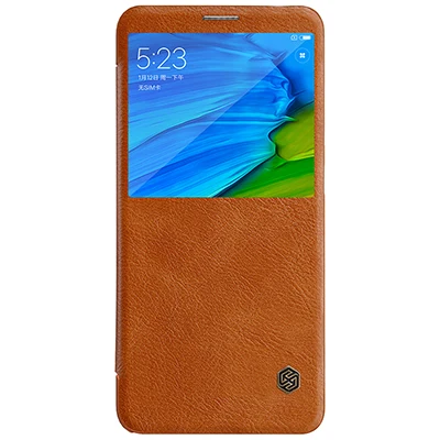 64 Гб глобальная версия Xiaomi redmi note 5 pro чехол Nillkin QIN кожаный чехол защитный флип-чехол с функцией Smart Cover - Цвет: Коричневый