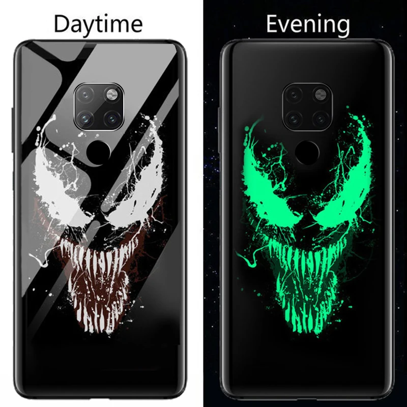Чудо-яд Железный человек чехол в виде светящегося стекла для huawei mate 30 20 10 Pro Honor 20 10 9 Lite Бэтмен Черная пантера чехол для телефона Funda