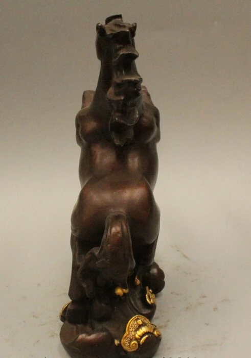 SCY 9 &quotкитайская Народная Фэн Шуй Бронзовый Gild Зодиак Год Лошадь Животных Статуя