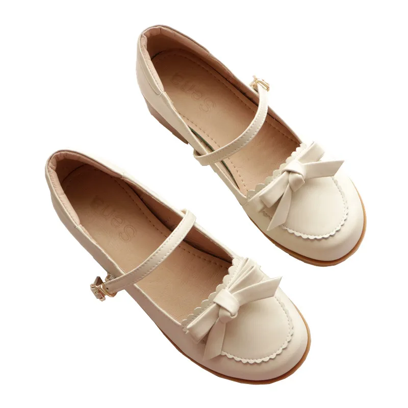 

sweet bowknot round head princess kawaii shoes vintage thick heel sweet lolita shoes student kawaii girl loli cos women shoes