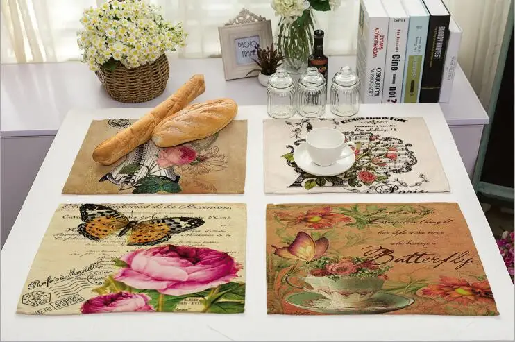 Настольный коврик с рисунком льняная салфетка Place mat hot retro butterfly style полиэстеровый