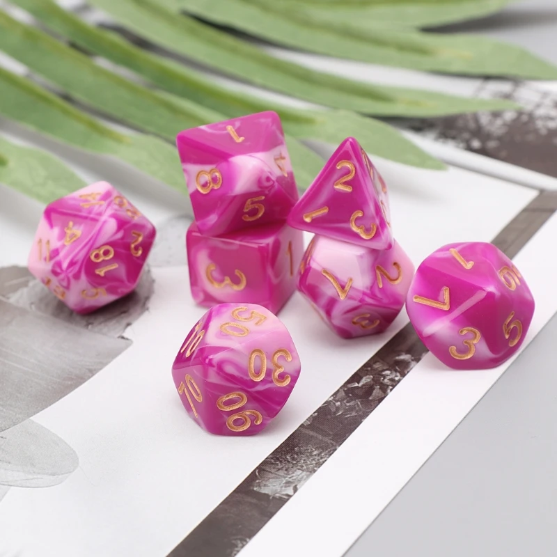 7pcs/set Sided Dice Set D4 D6 D8 D10 D12 D20 For Dungeons&ampDragon D&ampD RPG Poly Game | Спорт и развлечения