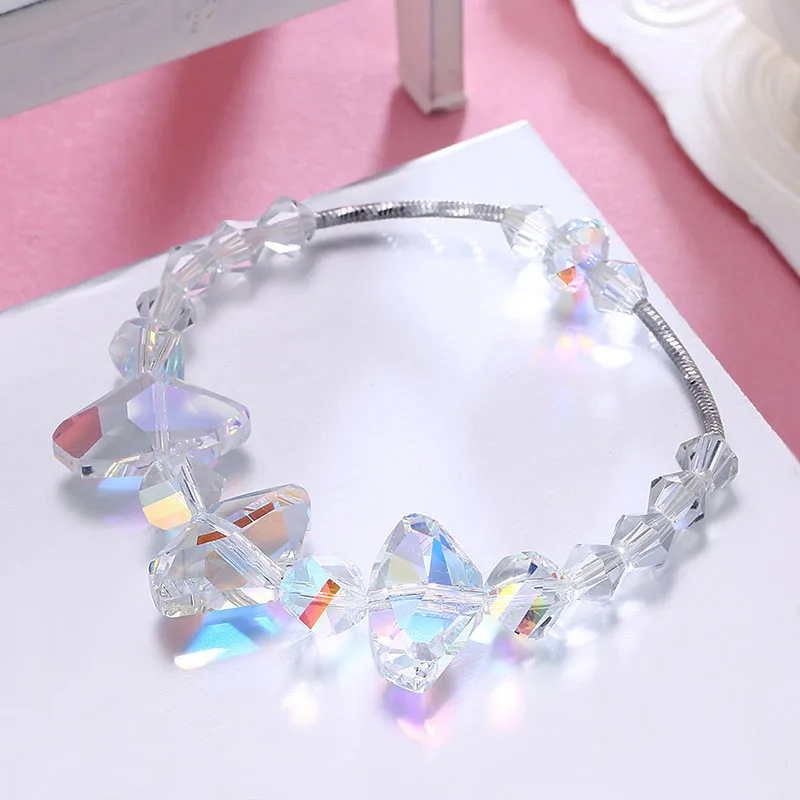 Изысканный женский Кристалл от Swarovski браслет нерегулярный Кристалл 925 Серебряный Модный браслет Свадебная вечеринка ювелирные изделия