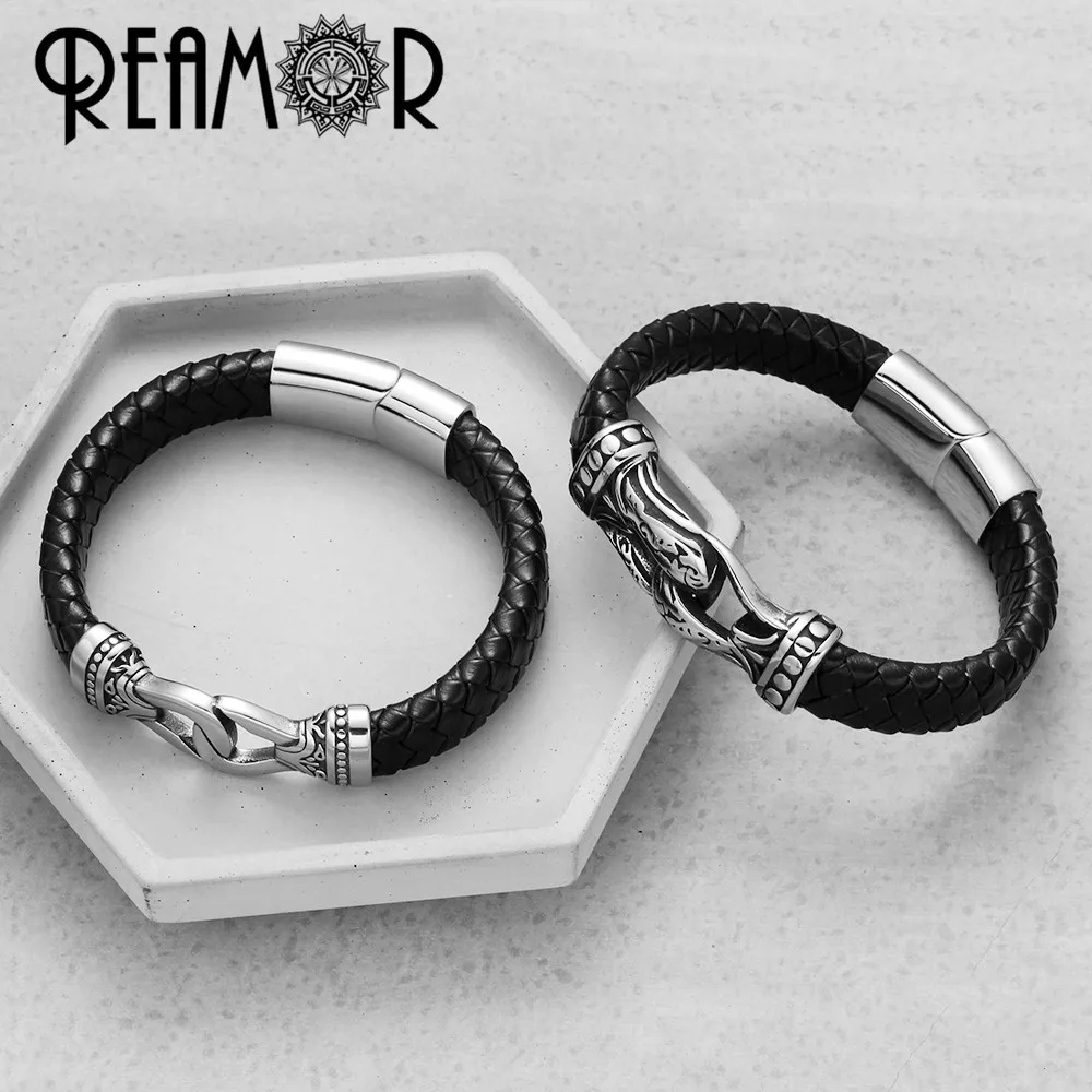 Браслет из нержавеющей стали REAMOR 5 шт. шармы 316 подходят для кожаных шнуров 12*6 мм