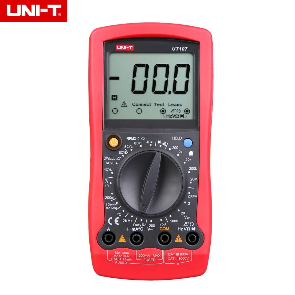 

UNI-T UT107 LCD 3 1/2 Automotive Handheld Multimeter AC/DC voltmeter Tester Meters with DWELL,RPM,Battery Check