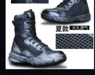Black mesh shoes Summer combat men's waterproof ultra-light special forces 16 military side zipper 17 land combat shock-absorbing tactical boots - Цвет: Black mesh shoes